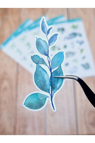AR Sticker - Set de autocolante pentru laptop, notebook, telefon, tabletă, cu tematică florală și frunze
