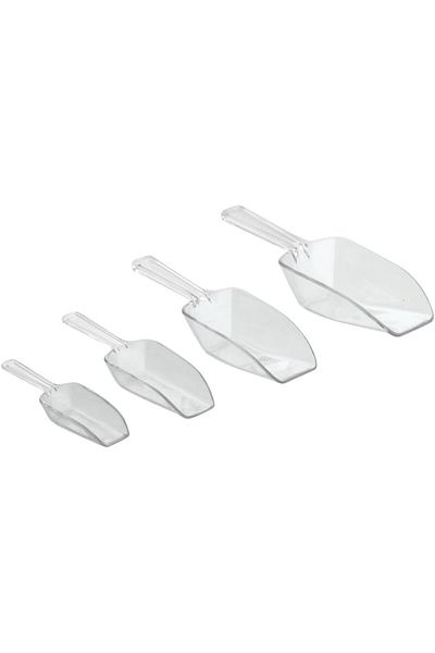 Comprox Set of 4 Food Shovel Crystal, Flour, Sugar, Food Feed, Pulses, Detergent shovel, Measuring Shovel, shovel