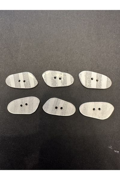 aensia Pearlescent White with White Stripes Zebra Model Button Laser Cut Asymmetric Button 44 Sizes - Pack of 6