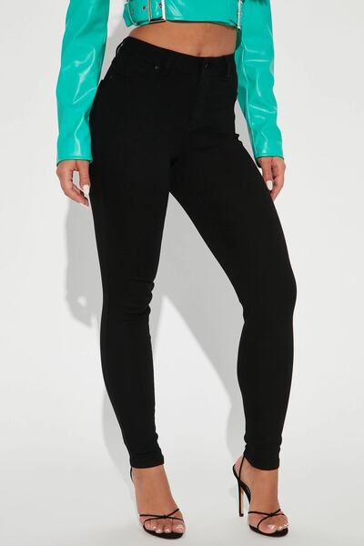 BROSERER Džins Log Black Skinny Leg Colorfast Visok struk Ultra Elastično