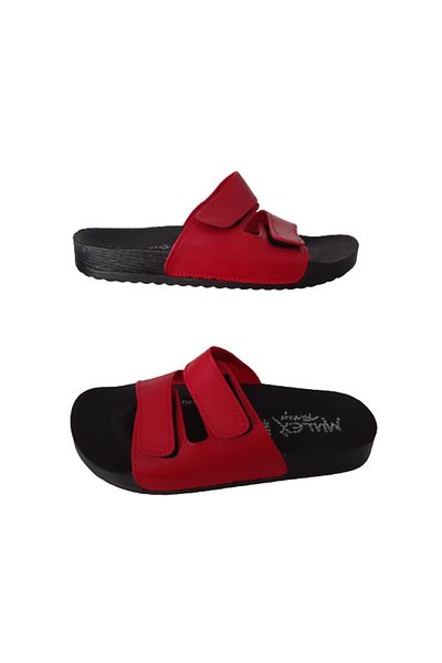 MULEX Red Velcro Adjustable Women's Anatomical Comfortable Sole Daily Slippers