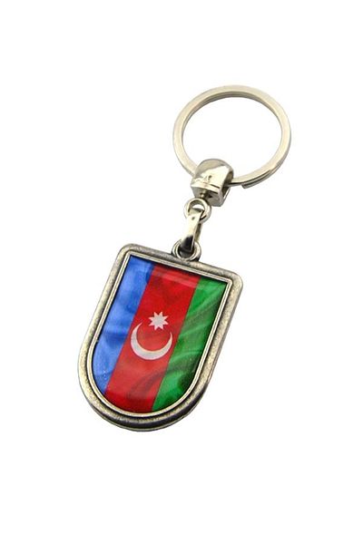 anahtarlıksepeti Azerbaijan Flag Coat of Arms Model Drop Keychain