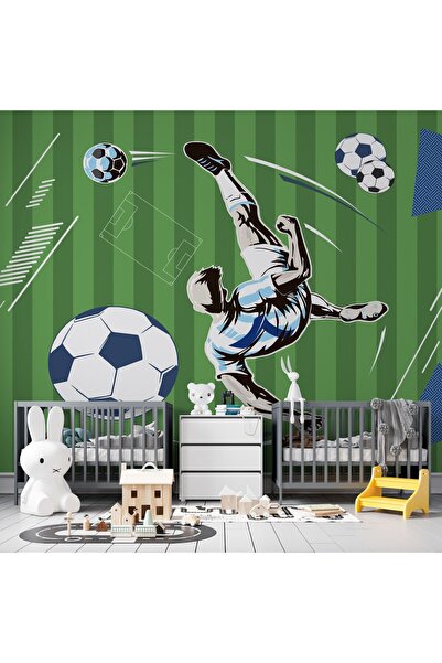 LOTUS AURA Fufbol Desenli Çocuk Odası Duvar Kağıdı, Futbolcu Çocuk Odası Duva...