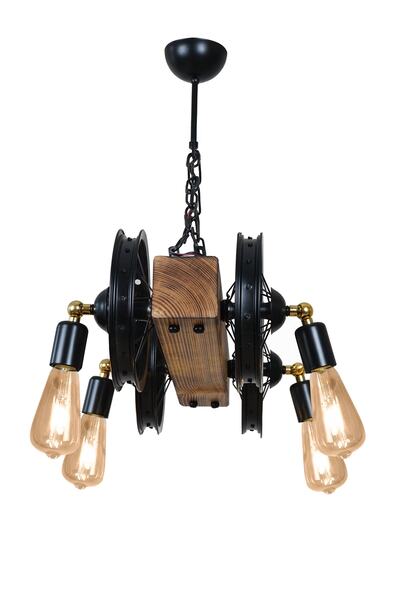 NOONLUX DESIGN&LIGHTING Studio No.on Kartepe Ahşap Avize Jant Detaylı