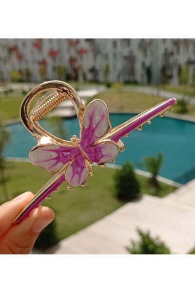 İLKYAZ ACCESSORY ENAMEL BUTTERFLY MAXI METAL LATCH BUCKLE