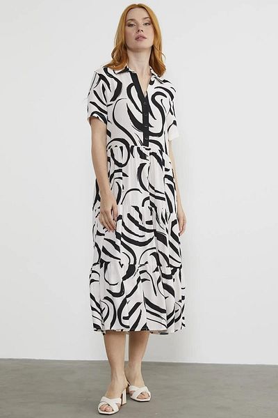 Sementa 77441 Patterned Half Sleeve Shirt Dress