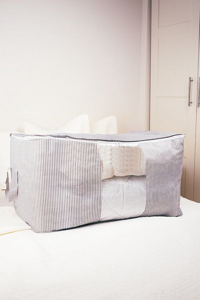 Textile sweet Gray Striped Quilt Scrap with Window 75x40x40