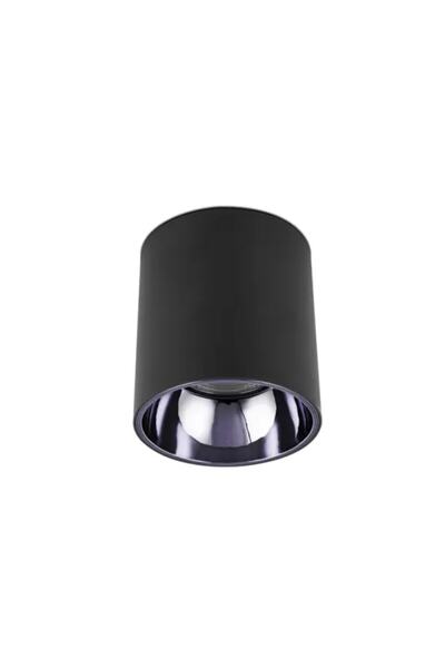 Cata Dekoratif Tekli Foça Spot Kasası - Siyah & Krom Kasa - Yuvarlak - Sıva Ü...