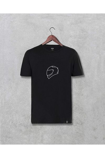 Darkia Biker Helmet Special Design Printed Unisex Black T-shirt T-Shirt