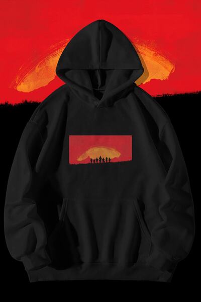 Espical Hanorac cu glugă negru unisex cu imprimeu Red Dead Redemption 2 RDR -...