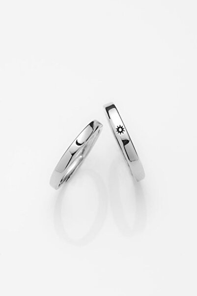 Sahira Jewelry Ay Ve Yıldız Çift Alyans 2li Set Gümüş Ayarlanabilir Yüzük