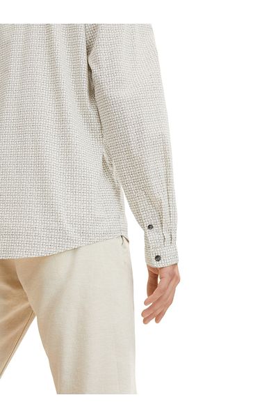 Tom Tailor Hemd Slim Fit Langarmhemd mit Kentkragen und Printmuster