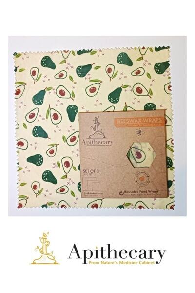 Apithecary Shopexxtra Avocado Patterned Waxed (BIG MEDIUM SMALL SIZE) Set of 3 Multi-Purpose Food Storage Cloth