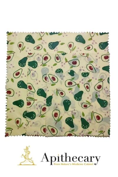 Apithecary Shopexxtra Avocado Patterned Waxed (BIG MEDIUM SMALL SIZE) Set of 3 Multi-Purpose Food Storage Cloth