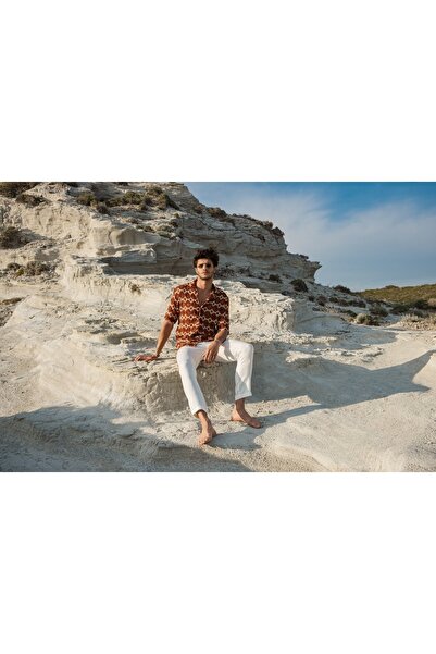 - Beyaz Keten Pantolon Erkek Relaxed Fit - RF Collection