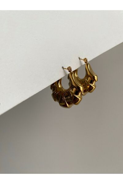 Owentis Steel Gold Bold Whitley Earrings - Does not blacken-
