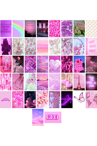 TELLGRAF طقم بطاقات بريدية باللون الوردي (10x15 سم 37 قطعة)