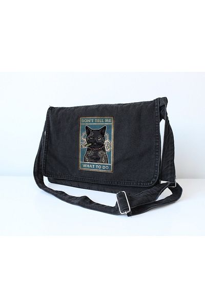 DEEFWEAR Da We Cat Printed Denim Messenger Bag