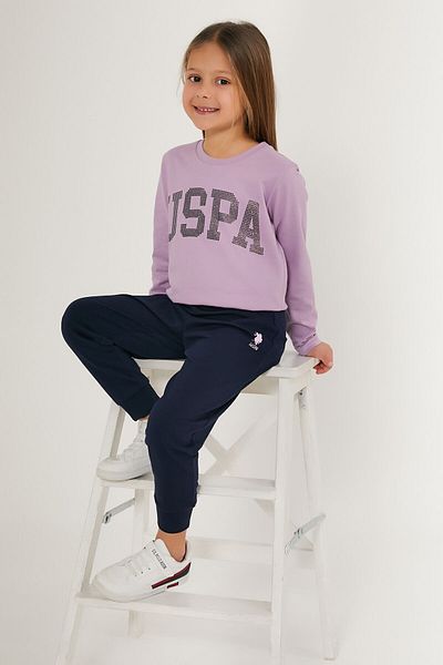 U.S. Polo Assn. BAZA. Set de pijamale cu mânecă lungă pentru fetiță, Scaly Lilac, Polo Assn