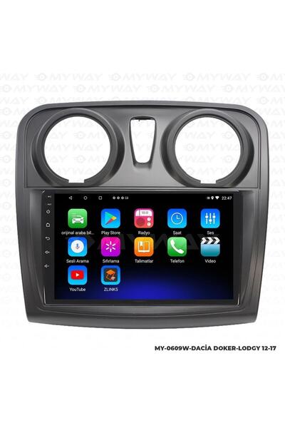 MYWAYY DACİA LODGY ANDROİD 12 MULTİMEDYA CARPLAY 2GB RAM+32GB HDD NAVİGASYON ...