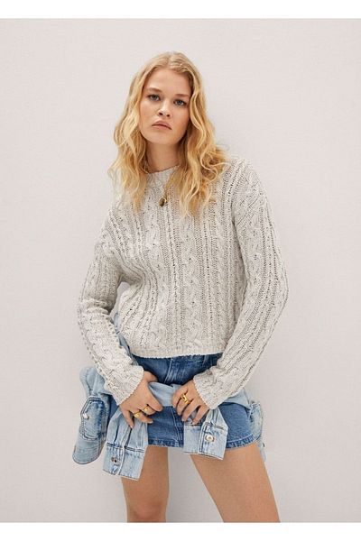 MANGO Woman Knitted Patterned Knitwear Sweater