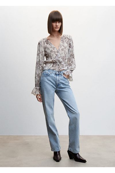 MANGO Woman Bluza Transparenta Plisata Floral Model Mng