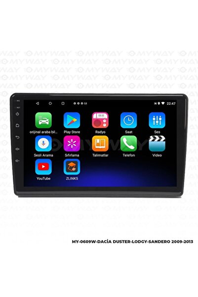 MYWAYY DACİA SANDERO ANDROİD 12 MULTİMEDYA CARPLAY 2GB RAM+32GB HDD 2009-2013...