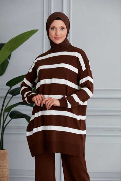 MODAMÜNASİP Set de tricotaje dublu cu dungi minunate