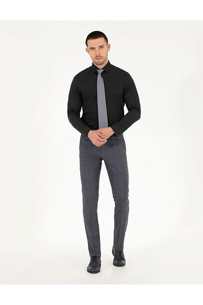 Pierre Cardin Μαύρο μακρυμάνικο πουκάμισο Slim Fit