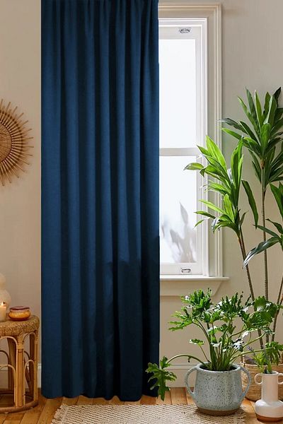 home color home Navy Blue Honeycomb Velvet Textured Background Curtain Plain Stitched Extrafor Drawstring 1st Class Quality