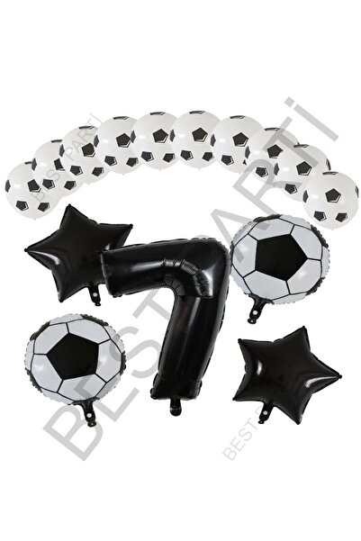 BEST PARTİ DOĞUM GÜNÜ PARTİ SÜSLERİ Football Ball Star Foil Black Number and ...