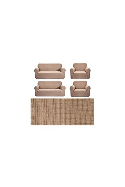 GüzelEvim غطاء طقم كنب بنقشة ليكرا بيتيكاري 3 3 3 1 1 غطاء كنب مرن