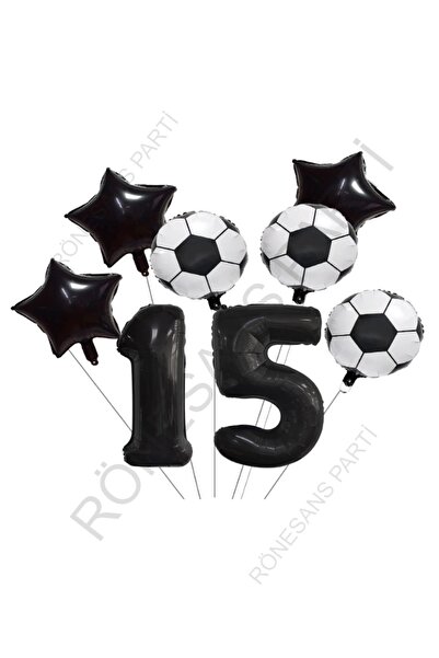 RÖNESANS PARTİ Star Number Football Ball Patterned Foil Balloon Set Age 15