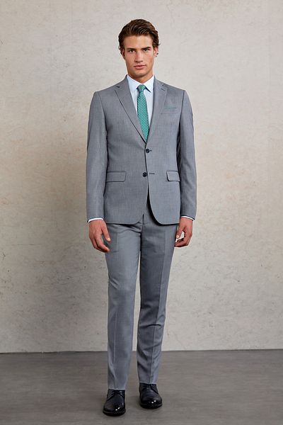 Hatemoğlu Gray Comfort Fit Patterned Mono Collar Classic Suit