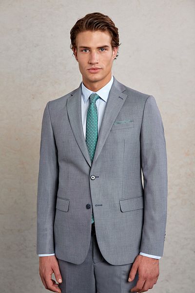 Hatemoğlu Gray Comfort Fit Patterned Mono Collar Classic Suit