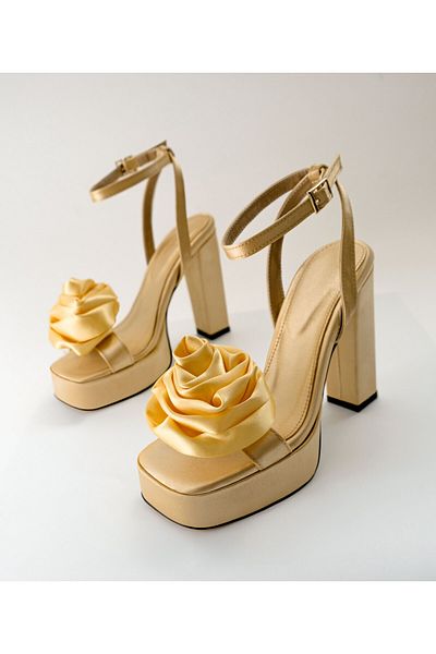 Sibel Durmaz Cino Skin Satin Platform Sandals