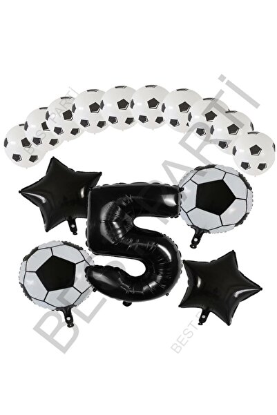 BEST PARTİ DOĞUM GÜNÜ PARTİ SÜSLERİ Football Ball Star Foil Black Number and ...