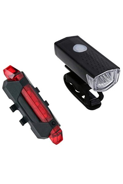 Elsen Su Geçirmez Usb Şarj Led Bisiklet Scooter Ön Far Arka Işık Lambası Işık Seti Bisiklet Far Bl-01