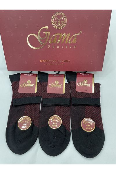 Gama Çorap 3 Pieces Mercerized 100% Natural Nylon-Free Patterned Thin Summer Half-Conch Men's Booties