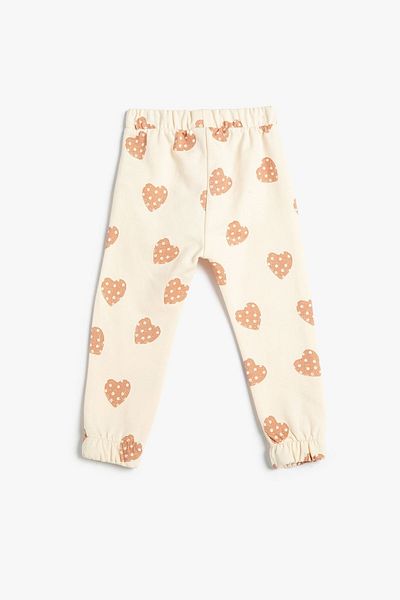 Koton Baby Girl Charcoal Cotton Elastic Waist Heart Jogger Sweatpants 4WMG40117AK