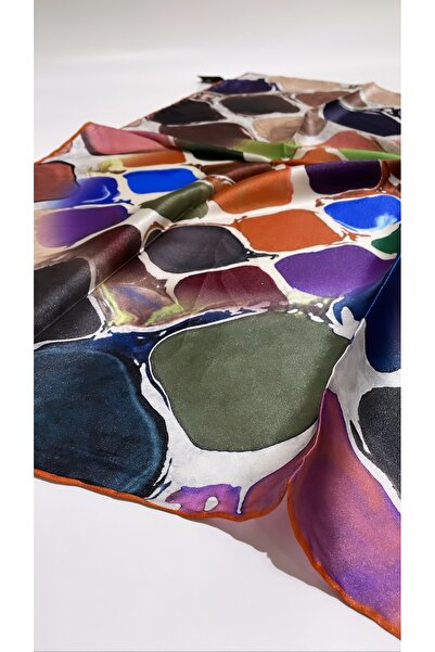 Onur Φουλάρι - ΕΙΔΙΚΟ ΠΡΟΪΟΝ Νέο μοτίβο Silk Looking Digital Trend Φουλάρι 90 x 90 cm (Πορτοκαλί)