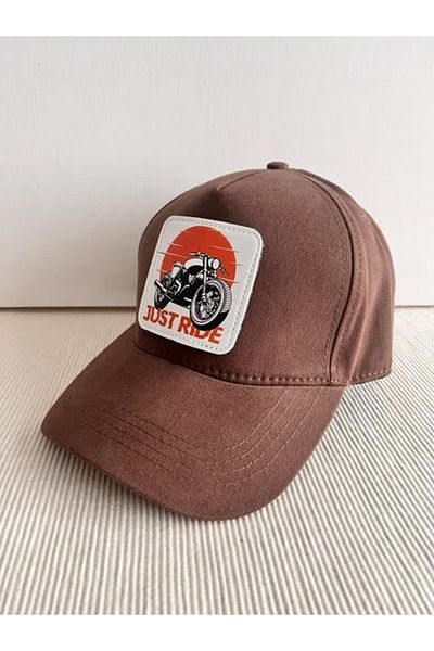 CosmoOutlet Just Ride Adjustable Unisex Brown Cap with Removable Logo