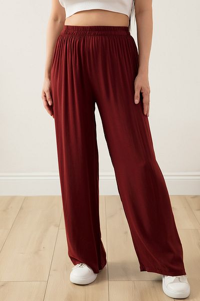 PULLIMM Elastic Waist Wide Leg Comfortable Fit Trousers 2081
