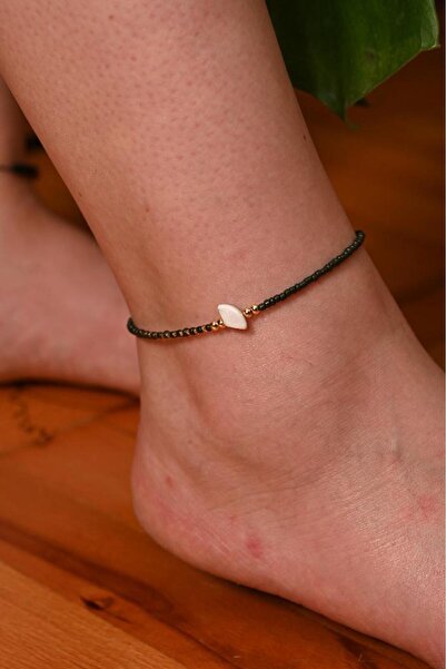 TÜKKAN ACCESSORİES KOYU YEŞİL BONCUK BEYAZ HAVLİT DOĞALTAŞ DETAY HALHAL-HALHAL98