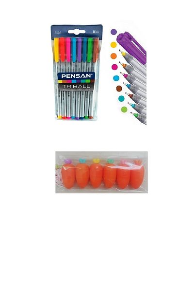 Siriderya 8 Colors Ballpoint Pen and 6-Piece Carrot Pen Set