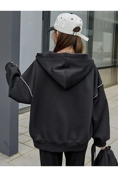 Gofeel Y2K ριγέ Oversize Unisex Ζακέτα με κουκούλα με κουκούλα