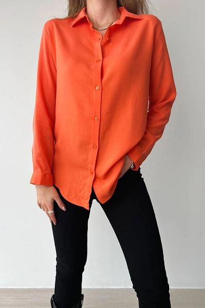NARKISS Orange Silky Textured Regular Fit Shirt
