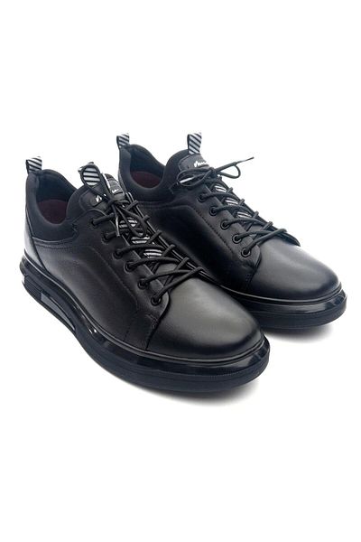 MARCOMEN Men's Genuine Leather Black Casual Shoes
