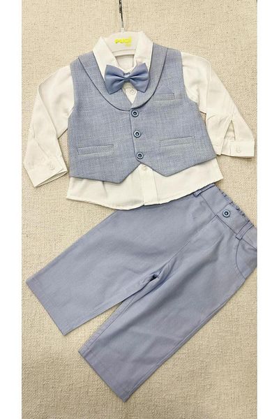 Pugi Baby set costum vesta baietel tesatura in