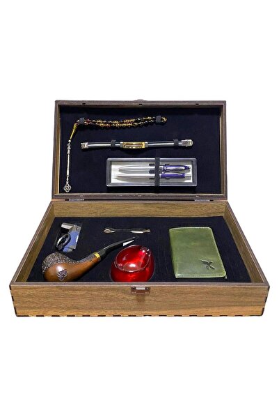 Pipsan PİPSAN PİPO AHLAT AĞACI BALSA FİLİTRELİ ÇAKMAKLI CÜZDAN BİLEKLİK TESBİH SET 605736-509210